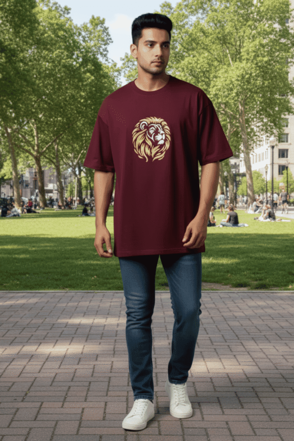 Men's Oversized Crew Neck T-Shirt with Embroidered