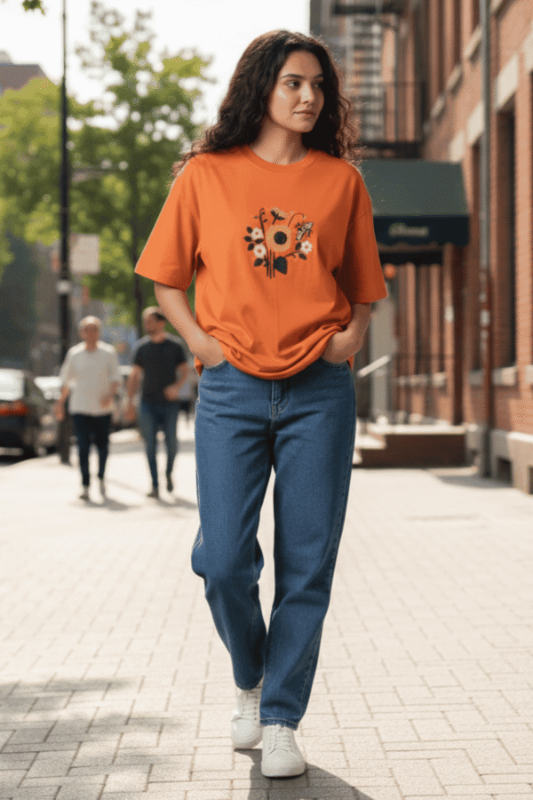 Women Embroidered Oversized Fit T-Shirt